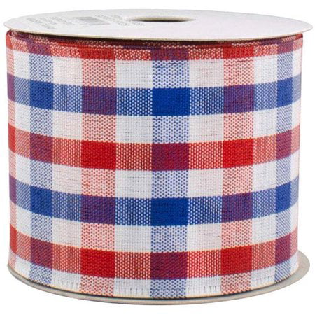 TEN YARDS ~ Red Great Gingham 4010 ~ Craft Wire Edged Ribbon Wired Ribbon 2 12 Red and White Check Gingham Plaid